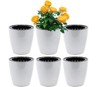 SAND MINE Self Watering Planter White Flower Pot (6, XL)