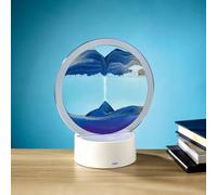 Sand Painting LED Touch Control Table Lamp - USB Powered Unique & Decorative 3D Desk, Side Table or Bedside Light with Multicoloured LEDs & Rotating Metal Frame - Measures H19.5 x W16 x D10cm