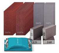 Sand Paper 65PCs, Sandpaper for Wood, 80-600 Grit Sandpaper Assortment Kit with Sanding Block, Sand Sponges 40/80/120/160 Grit, Alumina Sand Paper for Wood, Metal Sanding, Paint Finishing