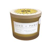 Sand + Paws Scented Candle - Tahitian Vanilla -Luxurious Air Freshening Jar Candles Neutralize pet Odors and Enhance Home décor - 100% Cotton Lead-Free Wicks - 12 oz