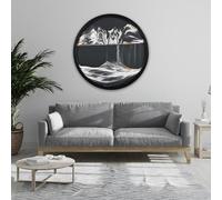 Sand Pictures for Rotating, 3D Sandscape Moving Sand Art, Round Glass, Deep Sea Sand Picture in Motion Display, Flowing Sand Frame, Wall Decoration, Living Room, Office, Gifts (Black and White 1, 60