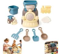 Sand Pit Toys,Outdoor Summer Sandcastle Playset,Creative Building Train Set Beach Toys Colorful Bucket Unique Molds Tools Sand,Kids 2in1 Toy Train & Beach Bucket Set,For Children Ages 3+ Years (A)