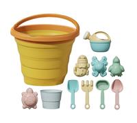 Sand Play Kit, Kids Beach Digging Toys Set, Folding Fruit Bucket Outdoor Sandbox Tool Travel Beach Game Portable Set, Backyard Pool Camping Holiday Fun Activity Toys for Children Age 3 Plus