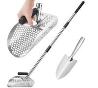 Sand Scoop for Metal Detecting, GADFISH Metal Detector Scoop, Stainless Steel Sand Sifter Shovel, Fast Sifter Shovel for Underwater Treasure Hunting (Stainless Steel)
