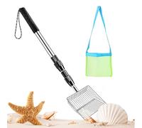 Sand Sieve - Steel with Mesh Bag, Sand Shovel and Tools for Collecting Beach Shells for Hunting Sieving Harvesting Beachcombing Holiday Marine