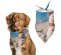 Sand Snowman on Beach Dog Bandanas Soft Cute Triangle Larges Scarfs for Pets Kerchief Print Pet Handkerchiefs for Small Medium Large Dogs Puppy Cats