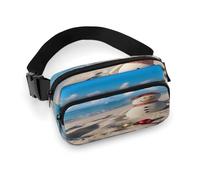 Sand Snowman On Beach Fanny Pack Belt Bag with Adjustable Strap Fashion Waist Bag for Outdoor Sports Hiking, white, 20x13cm, Full Printed Waist Bag