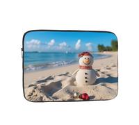 Sand Snowman On Beach Laptop Sleeve for Women Men, 10 Inch Waterproof Laptop Bag Lightweight Notebook Computer Cover Bag