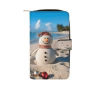 Sand Snowman on Beach Wallet Multifunctional Wallets for Men Compact Wallet Purse Passport Bag