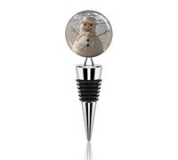 Sand Snowman On Beach Wine Stopper Decorative Wine Bottle Stopper Reusable Bottle Stoppers Vacuum Beverage Stoppers Saver for Bar, Holiday Party Keep Wines Fresh Suitable for Standard Bottles