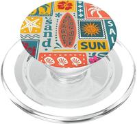 Sand Sun Salt Summer Surfboard Palm Hibiscus Hawaii Beach PopSockets PopGrip for MagSafe
