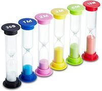 Sand Timer 6 Colors Hourglass Sandglass Sand Clock 30sec / 1min / 2mins / 3mins / 5mins / 10mins (Pack of 6) For Classroom Game Home Office, Toothbrush Timer for Children Kids