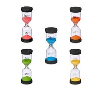 Sand Timer Hourglass 5x Set Different Times Productivity Clock Plastic Colourful