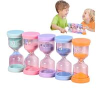 Sand Timer Kids - 3/5/10/15/30 Minute Sandd Clock, Multicolor Timerr Set of 5 | Perfect for Brushing Teeth, Cooking, Games, Classroom, Kitchen Activities