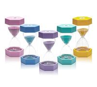Sand Timer Set, Sandglass Set for Children, Shower timer, Hourglass, 3/5/10/20/30 Minutes 5 Colors, Glass Timer, Classroom Games, Home Kitchen, Office