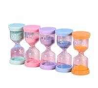 Sand Timers Set Of 5 - 3 5 10 15 30 Minute Timer For Kids Classroom Time Management, Study Focus, Brushing Teeth, Reading, Homework, Kitchen Cooking & Games | Durable Visual Countdown Educat