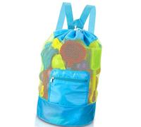 Sand Toy Bag - Large Mesh Beach Essential for Kids Beach Toys & Water Play, Lightweight with Drawstring Closure, Perfect for Family Holidays & Outdoor Storage (Blue)