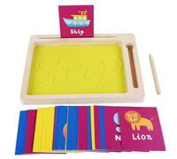 Sand Tracing Tray - Wooden Scraping Box for Writing Practice | Alphabet Included for Letter Formation | Learning Toy for Preschool Kids Fine Motor Skills