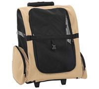 (sand) vidaXL Foldable Multipurpose Pet Trolley Travel Trailer Dog Carrier Stroller