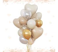 Sand White and Gold Balloons Beige Heart Balloon as Engagement Party Decorations, Metallic Gold and Cream White Nude Confetti Balloons 18 inch Clear Heart Shape Foil Balloon as Bride Wedding Decor