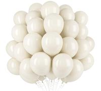 Sand White Balloons, 100 Pack 10 Inch Thicken Latex Balloons Party Decorations with 2 Rolls of Ribbons for Balloon Garland Arch Birthday Boho Wedding Anniversary Baby Shower Engagement Christening