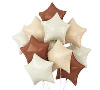 Sand White Brown Foil Star Balloon,10Pcs Apricot Coffee Beige Star Shaped Foil Balloons,18Inch Cream Nude Helium Polyester Film Balloons for Brithday,Anniversary,Baby Shower,Wedding Party Decorations