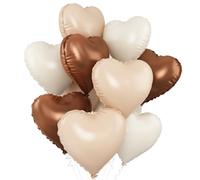 Sand White Brown Heart Balloons,10Pcs Apricot Beige Foil Heart Shaped Balloons,18Inch Boho Cream Nude Neutral Helium Balloon for Valentines,Engagement,Birthday,Baby Shower,Wedding Party Decorations
