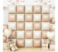Sand White Brown Square Foil Balloons Wall, 25PCS Double Sided Boho Cream Nude Beige Balloons Tunnel Arch Kit Backdrop for Birthday Neutral Bear Bridal Baby Shower Engagement Party Decorations