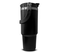 Sanda Black Travel Mug with Handle 30oz 900ml Double Wall Stainless Steel Insulated Water Bottles Tumbler with Straw 2-in-1 Leakproof Lid for Cold and Hot Drinks Portable Travel Coffee Mug