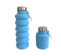 SANDA Collapsible Water Bottle - Blue UK Brand BPA Free Silicone Travel Essential 500ml - Foldable, Leakproof for Gym, Hiking, Camping, Cycling, Yoga - Kids Accessories