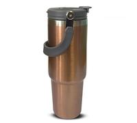 Sanda Rose Gold Travel Mug with Handle 30oz 900ml Double Wall Stainless Steel Insulated Water Bottles Tumbler with Straw 2-in-1 Leakproof Lid for Cold and Hot Drinks Portable Travel Coffee Mug