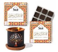 Sandal Bakhoor Set by Dukhni | 2 x 9 Piece Each & Tree of Life Bakhoor Burner set for Ramadan | Arabic Bakhoor Incense, Sandalwood Aroma,woody scent | To Relax & Meditate, Home fragrance, aromatherapy