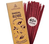 Sandal Rose Incense Sticks Meditation - (40+ Sticks) Charcoal Free Made from Upcycled Flowers | Sweet Woody Aroma Incense