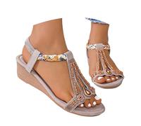 Sandal Women Summer Summer Bohemian Elastic Strap Toe Loop Thick Platform Beach Sandals Beach Shoes for Summer, Beach, Hiking, Walking