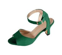 Sandals Block Heel Women's High Block Large Wide Open Toe One-Piece Lightweight Summer Elegant Street Shoes Comfortable Summer Shoes Casual Shoes Ideal for Holidays Beach and Everyday Use, Green, 5 UK