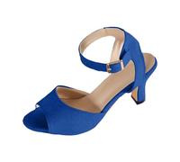 Sandals Block Heel Women's High Block Large Wide Open Toe One-Piece Lightweight Summer Elegant Street Shoes Comfortable Summer Shoes Casual Shoes Ideal for Holidays Beach and Everyday Use, blue, 5 UK