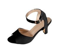 Sandals Block Heel Women's High Block Large Wide Open Toe One-Piece Lightweight Summer Elegant Street Shoes Comfortable Summer Shoes Casual Shoes Ideal for Holidays Beach and Everyday Use, black, 8.5