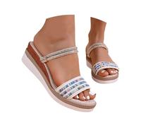 Sandals Block Heel Women's Platform Rhinestone Stone Studded Thick Sole Summer Leisure Lightweight High Quality Shoes Comfortable Summer Shoes Elegant Casual Shoes, blue, 8.5 UK