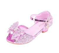 Sandals Children Girls Glitter Princess Shoes with Sequins Bow Wedding Shoes Crystal Sandals Low Heel Dress Shoes Toe Sandals Fashion Glitter Shoes Evening Shoes, purple, 10 UK Child