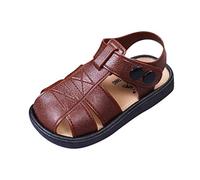Sandals Children's Leather Walking Sandals Closed Outdoor Sandals Openwork Design School Shoes Children's Sandals Lightweight Non-Slip Patent Shoes Stage Shoes Boys Girls Summer Shoes, brown, 10.5 UK