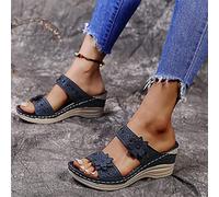 Sandals Comfy Orthotic Sandals Platforms Wedge Sandals Women Arch Support Flat Sandals Adjustable Thong Flip Flops,Blue,US4.5/EU35
