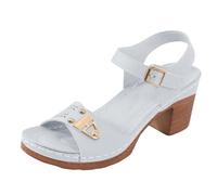 Sandals For Plantar Fasciitis Women's Thick Medium Heel Adjustable Strap Solid Color One Line Fashion Sandals Hotter For Women (Grey, 4)