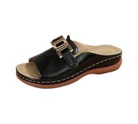 Sandals For Women Arch Support Orthotic Slides Wedge Slip On Slippers Comfortable Slope Heel Slipper Non-Slip Buckle Sandals Soft Soles Walking Shoes Mules Slides For Plantar Fasciitis