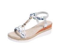 Sandals for Women Bohemian Beaded Platform Ankle Strap Round Toe Flat Summer Open Toe Dressy Slip On Comfort Comfy Flip Flops Beach Shoes