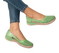 Sandals for Women Casual Summer Hollow Closed Toe Flat Sandal Ladies Slip on Breathable Sandals Comfortable Moccasins Loafers Beach Walking Shoes,Green,US5/EU36