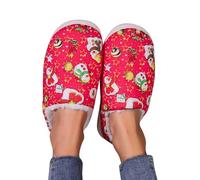 Sandals for Women Confinement Wear Home Couple Women's Winter Home Plush Warm Slippers Plaid Slippers for Women Red