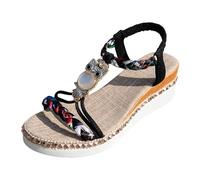 Sandals for Women Espadrilles Wedge Sandal Rhinestone Sparkly Low Wedge Comfortable Boho Casual Beach Sandals