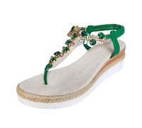 Sandals for Women Espadrilles Wedge Sandal Rhinestone Sparkly Low Wedge Comfortable Boho Casual Beach Sandals
