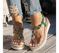 Sandals for Women Espadrilles Wedge Sandal Rhinestone Sparkly Low Wedge Comfortable Boho Casual Beach Sandals