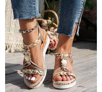 Sandals for Women Espadrilles Wedge Sandal Rhinestone Sparkly Low Wedge Comfortable Boho Casual Beach Sandals